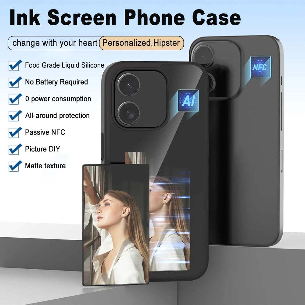 NFC E-Ink Screen Phone Case – Wireless Display for iPhone 13/14/15 Pro Max